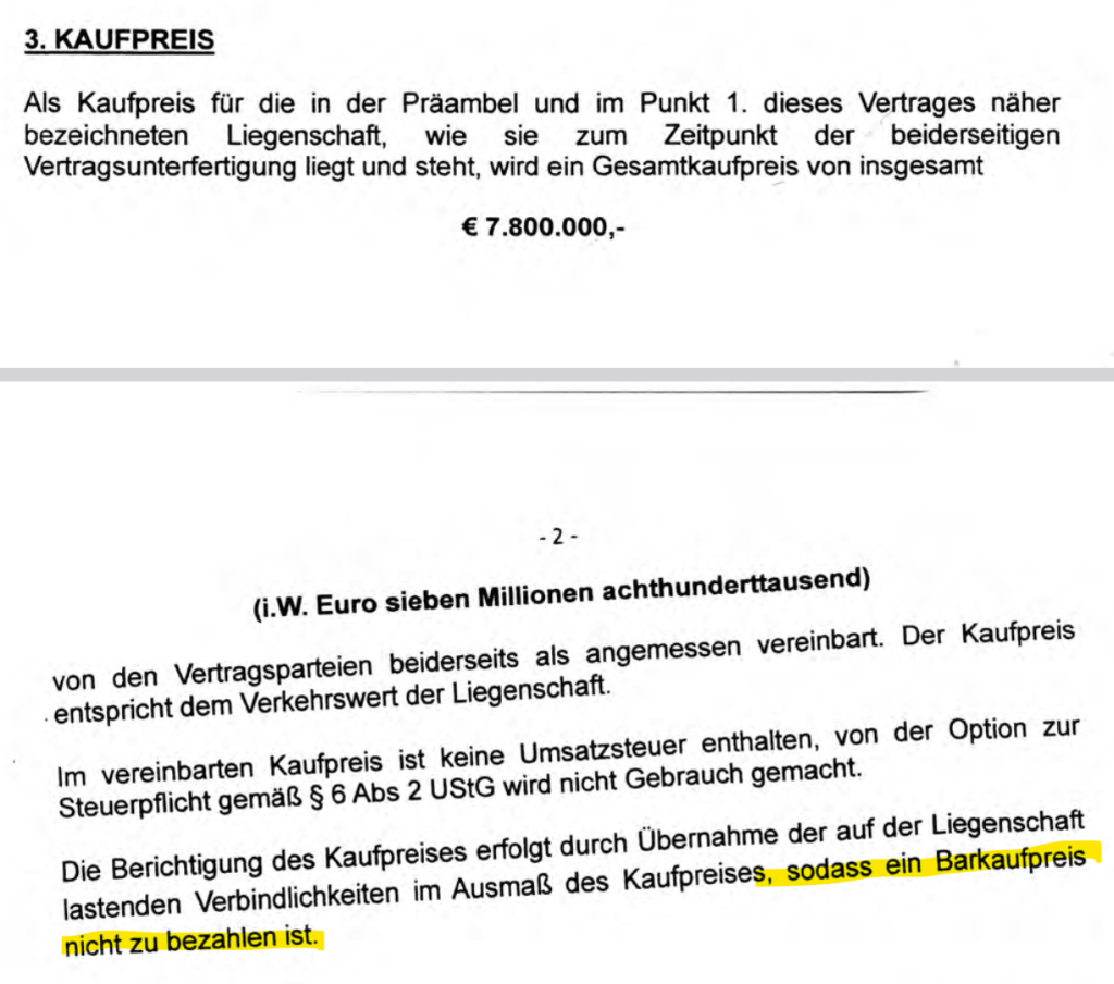 Die Gestaltung des Kaufpreises beim Verkauf der Apollogasse 8 an die Blackstone Four GmbH